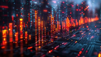 Obraz premium Digital Cityscape: A Futuristic Tech Landscape