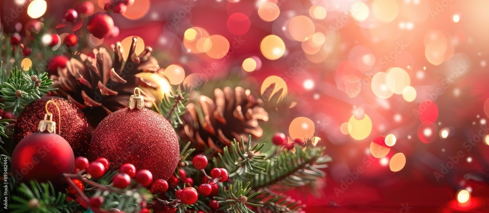 Aufkleber a festive christmas backdrop adorned with decorations and selective focus on holiday elements featur