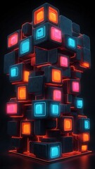 Abstract Glowing Neon Structures for Modern Graphic Design