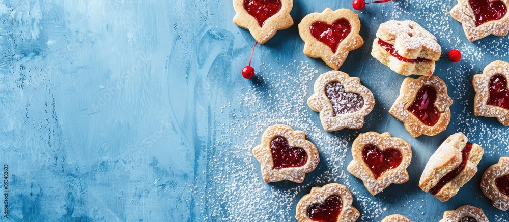 Aufkleber a festive decoration featuring traditional austrian linzer christmas or new year cookies filled with