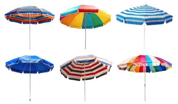 Set of colorful beach umbrellas, cut out