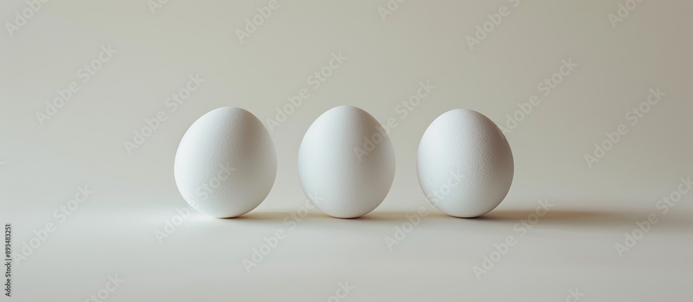 Aufkleber Three white eggs displayed on a blank background with copy space image