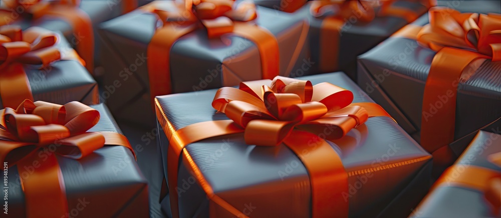Poster gift boxes displayed with room for text or logos in the image. copy space available
