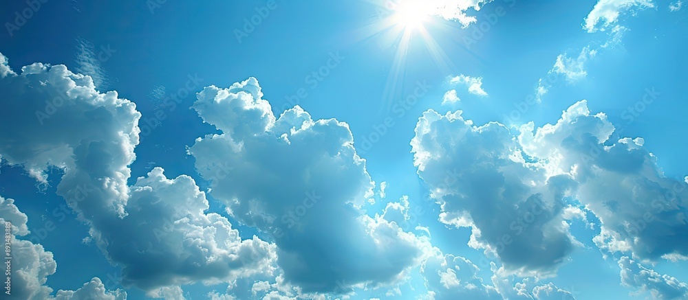 Sticker A picturesque scene of the expansive blue sky with fluffy clouds suitable for a copy space image