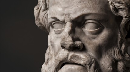 striking portrait of an ancient Greek philosopher, his contemplative demeanor reflecting the profound influence of classical thought on Western civilization