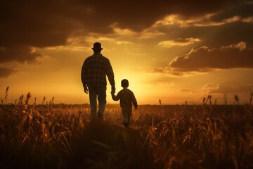 Walking field silhouette outdoors.