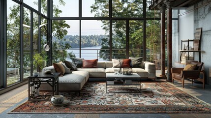 Obraz premium A sophisticated living room with a statement sofa