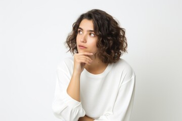 Woman thinking portrait adult white.