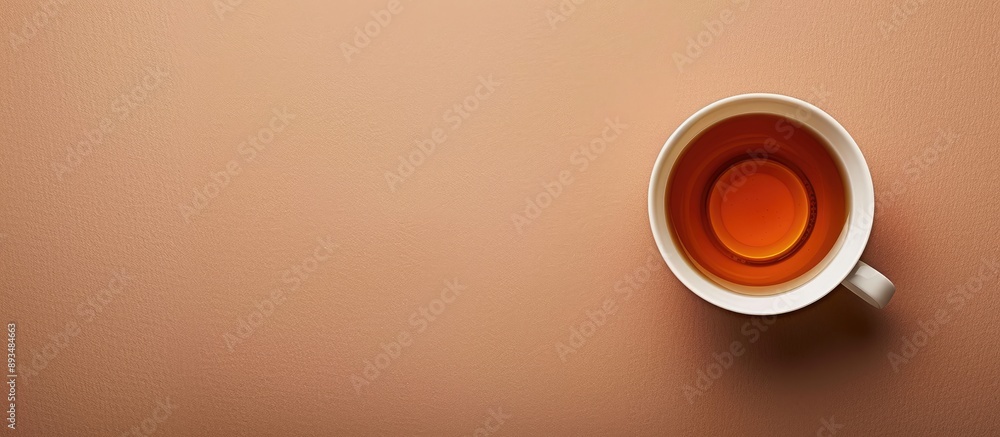 Poster a cup of tea placed on a light brown background with copy space image