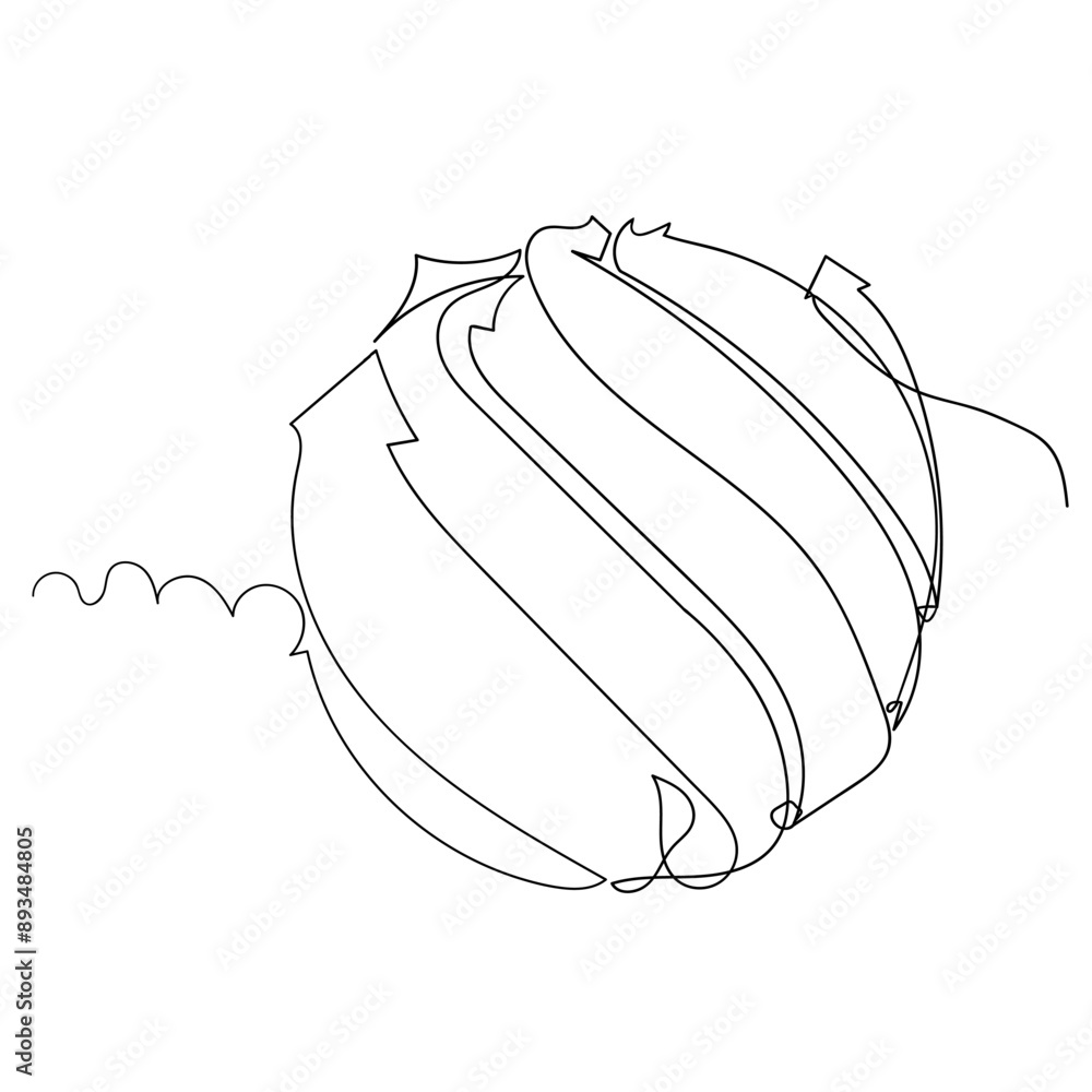 Poster continuous line drawing. abstract line drawing of a ball with a single line, minimalist design. icon