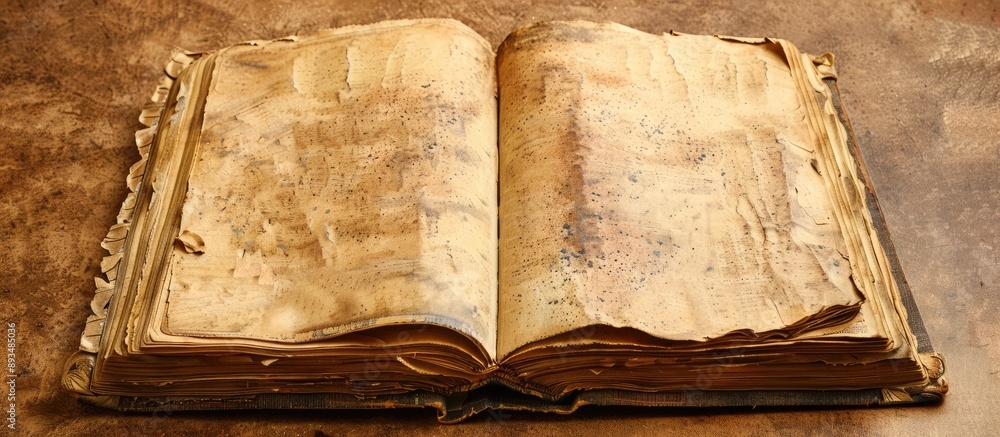 Aufkleber vintage style book with aged pages suitable for adding text or images with copy space image