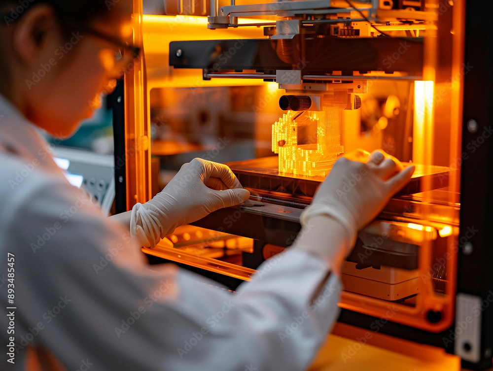 Poster lab technician working with a 3d printer