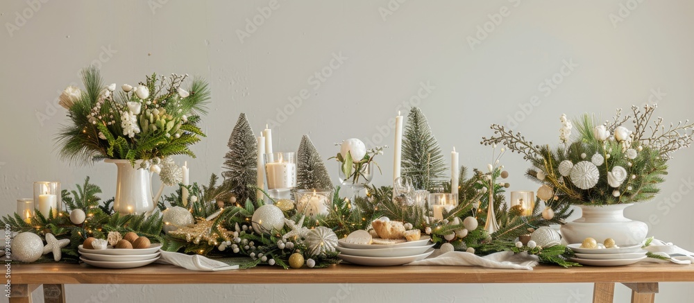Aufkleber Lovely festive table display with charming decor and a copy space image