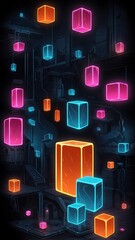 Abstract Glowing Neon Structures for Modern Graphic Design
