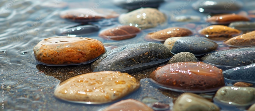 Leinwandbilder after rain the background has wet stones and sand adding depth to the copy space image