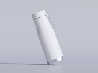 Thermal Sport Water Bottle 3D Rendering White Blank color on gray background