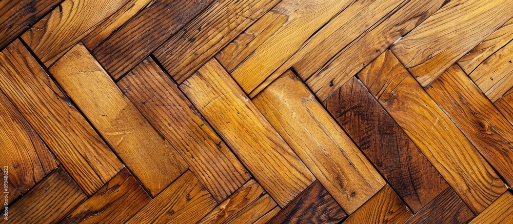 Poster a wooden parquet texture in yellow hue with available copy space image for text integration