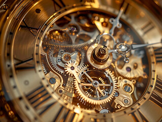 Obraz premium Close-Up View of a Gold Watch's Intricate Mechanical Gears