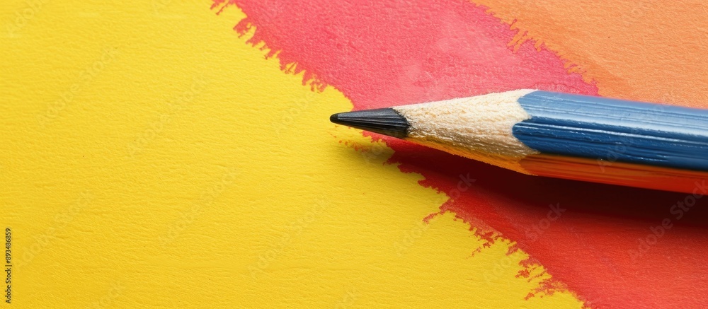 Poster Back to school text on colorful pencil background with copy space image