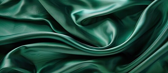 Obraz premium Luxurious silk in an elegant green hue can serve as an abstract background in a close up image with ample copy space