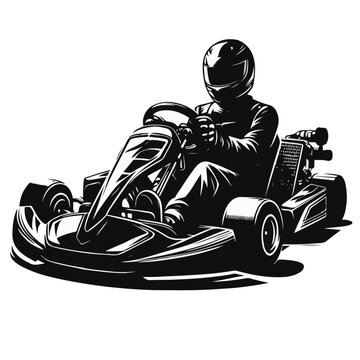 black go kart racer driving clip art preview