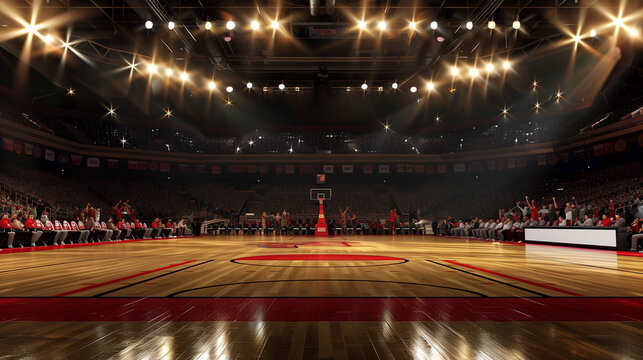 a basketball court in a sports stadion