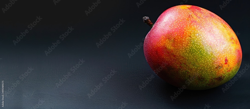 Poster Black background showcasing a ripe mango with ample copy space image available