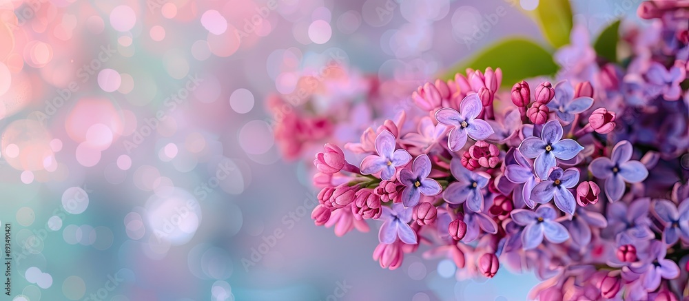 Aufkleber gorgeous lilac blooms on a colorful backdrop with copy space image