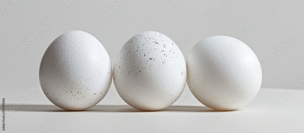 Poster Three white eggs displayed on a blank background with copy space image