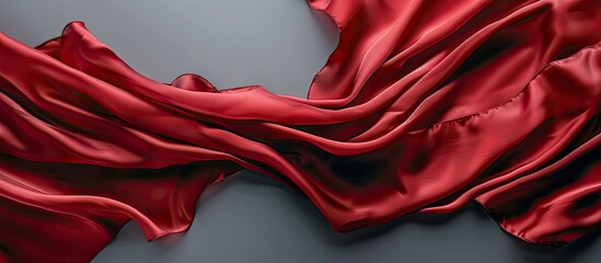 Obraz premium Luxurious red silk against an abstract gray backdrop creating a sophisticated copy space image