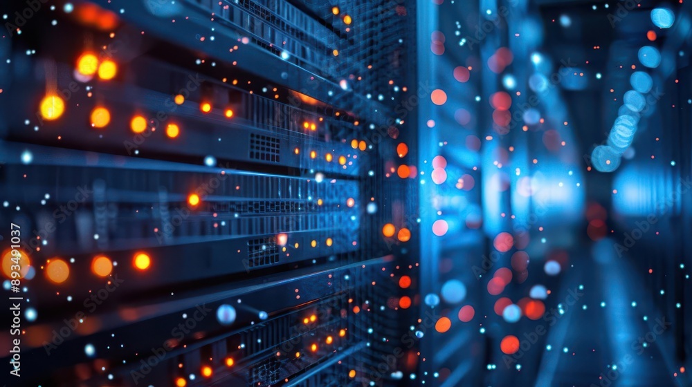 Poster cybersecurity in industrial control systems close up on secure networks