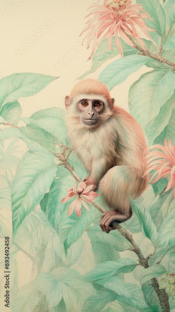 Sticker Wallpaper monkeies wildlife drawing animal.