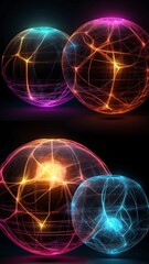 Abstract Glowing Neon Structures for Modern Graphic Design