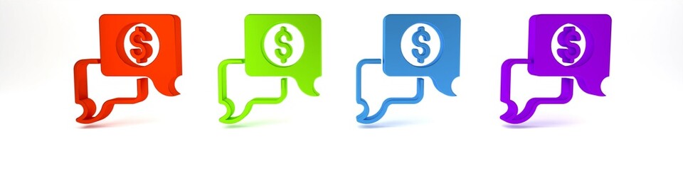 Colorful Business negotiations icon isolated on white background. Team work process. Business management teamwork meeting and brainstorming. Minimalism concept. 3D render illustration