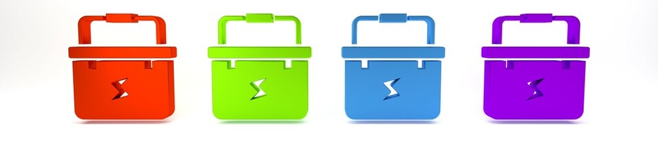 Colorful Toolbox electrician icon isolated on white background. Minimalism concept. 3D render illustration