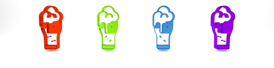 Colorful Glass of beer icon isolated on white background. Minimalism concept. 3D render illustration