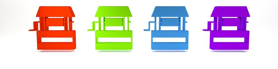 Colorful Well icon isolated on white background. Minimalism concept. 3D render illustration