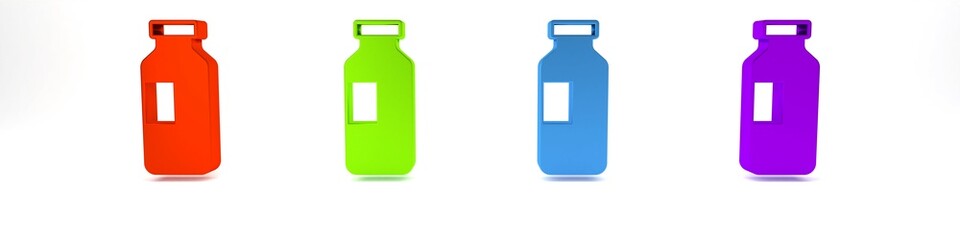 Colorful Bottle of water icon isolated on white background. Soda aqua drink sign. Minimalism concept. 3D render illustration