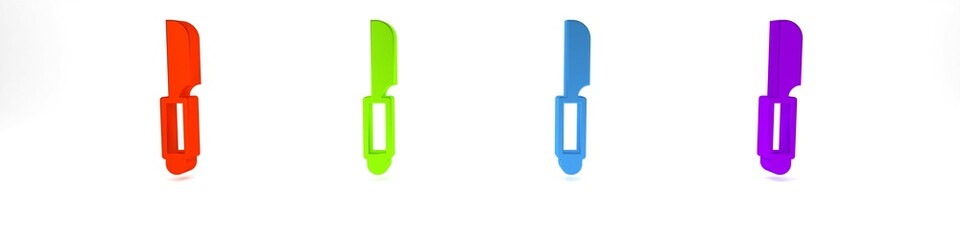 Colorful Knife icon isolated on white background. Cutlery symbol. Minimalism concept. 3D render illustration