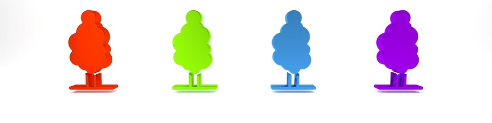 Colorful Tree icon isolated on white background. Forest symbol. Minimalism concept. 3D render illustration