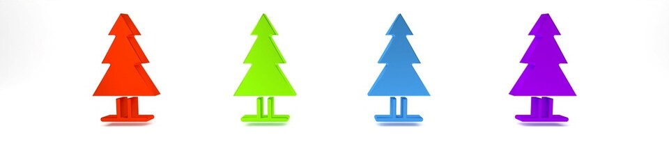 Colorful Tree icon isolated on white background. Forest symbol. Minimalism concept. 3D render illustration