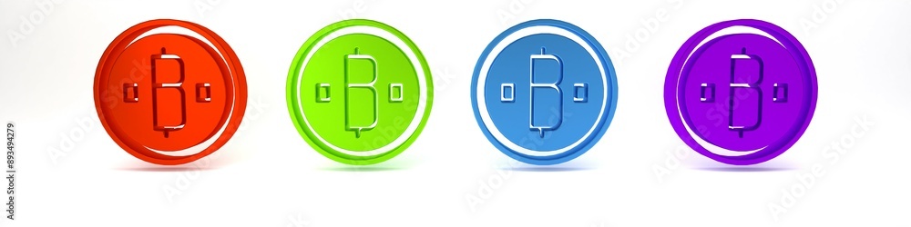 Poster colorful cryptocurrency coin bitcoin icon isolated on white background. physical bit coin. blockchai