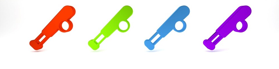 Colorful Baseball bat with ball icon isolated on white background. Minimalism concept. 3D render illustration