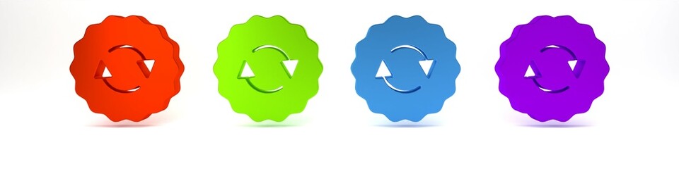 Colorful Recycle symbol icon isolated on white background. Circular arrow icon. Environment recyclable go green. Minimalism concept. 3D render illustration