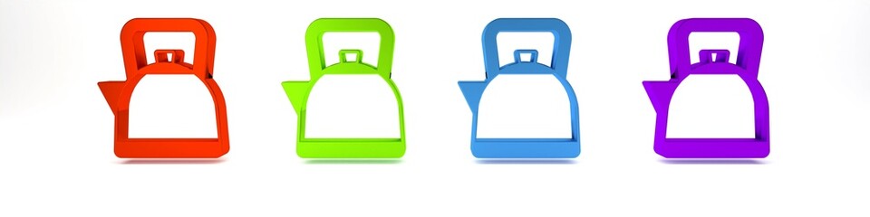 Colorful Kettle with handle icon isolated on white background. Teapot icon. Minimalism concept. 3D render illustration