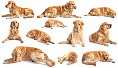 Fototapeta premium Golden Retriever dog puppy, side back head shot isolated on transparent background, PNG file with many angles.