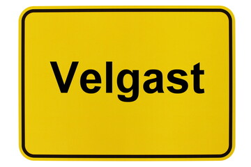 Illustration eines Ortsschildes der Gemeinde Velgast in Mecklenburg-Vorpommern