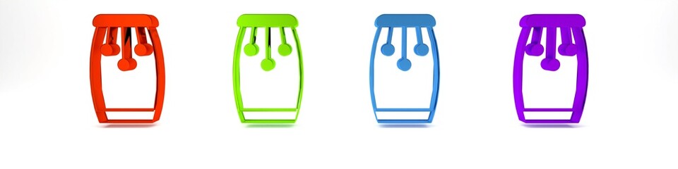 Colorful Conga drums icon isolated on white background. Musical instrument. Minimalism concept. 3D render illustration