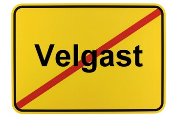 Obraz premium Illustration eines Ortsschildes der Gemeinde Velgast in Mecklenburg-Vorpommern