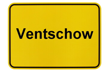 Illustration eines Ortsschildes der Gemeinde Ventschow in Mecklenburg-Vorpommern